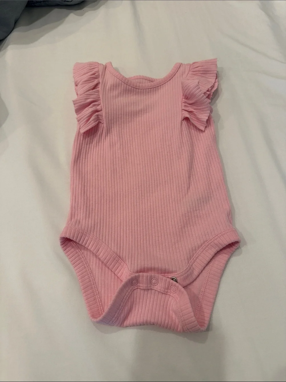 Cat & Jack Light Pink Ribbed Ruffle Sleeve Baby Bodysuit